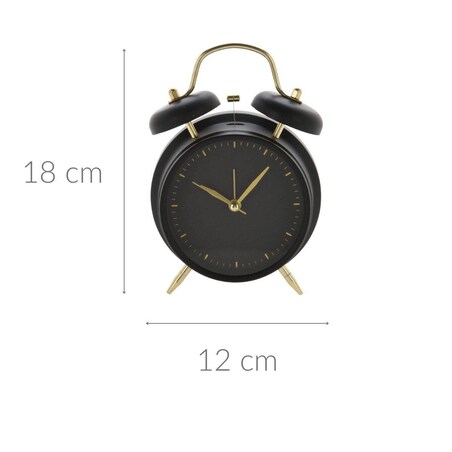 Zegar budzik w klasycznym stylu, ze złotymi wskazówkami, metalowy, Ø 12 cm