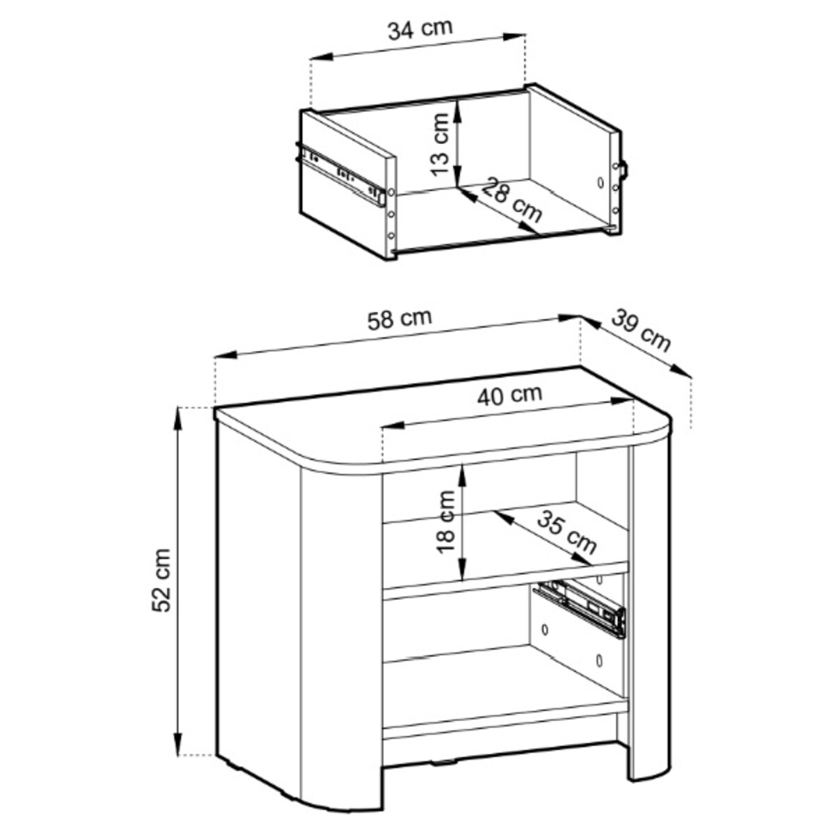 Szafka nocna BALI o zaokrąglonych kształtach w nowoczesnym stylu, Dąb Vinc