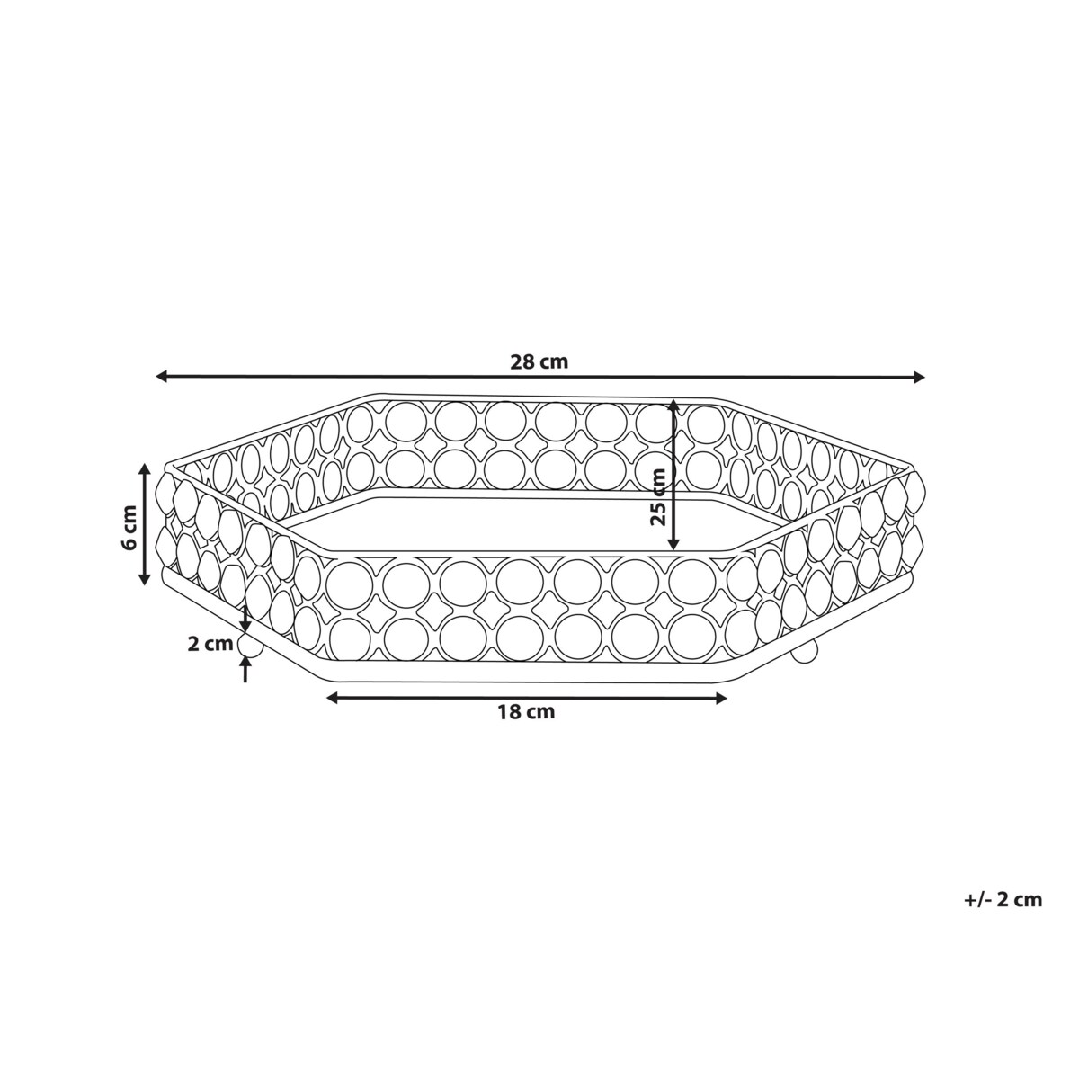 Taca dekoracyjna lustrzana sześciokątna srebrna VATAN