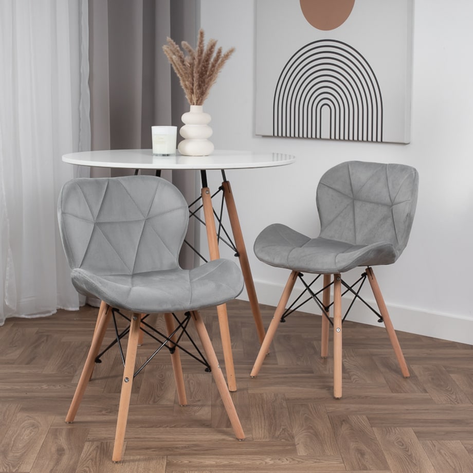 Krzesło Tapicerowane Welurowe Do Jadalni Salonu Pikowane Skandynawskie