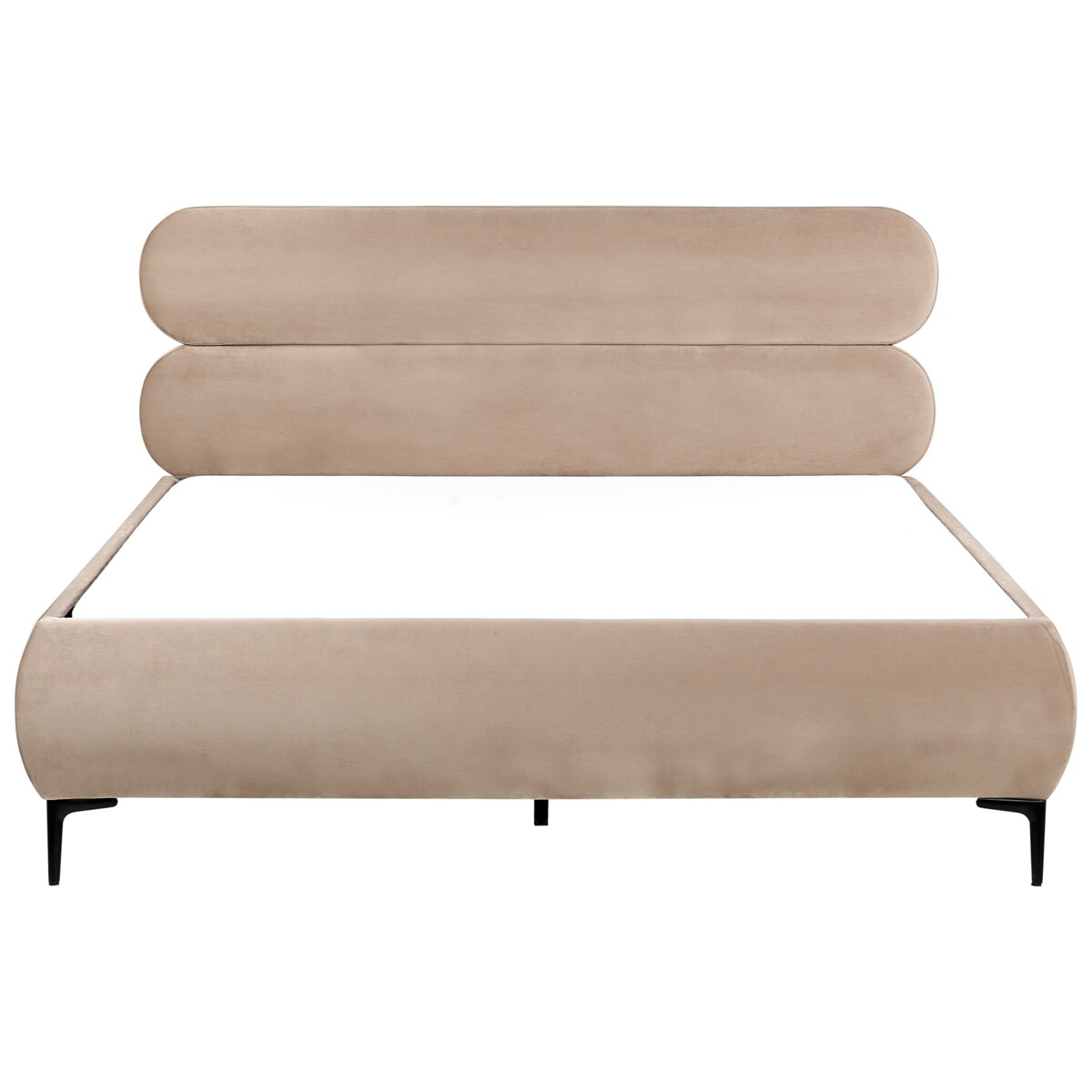 Łóżko Welur LESSAY 160 x 200 cm Beżowoszary