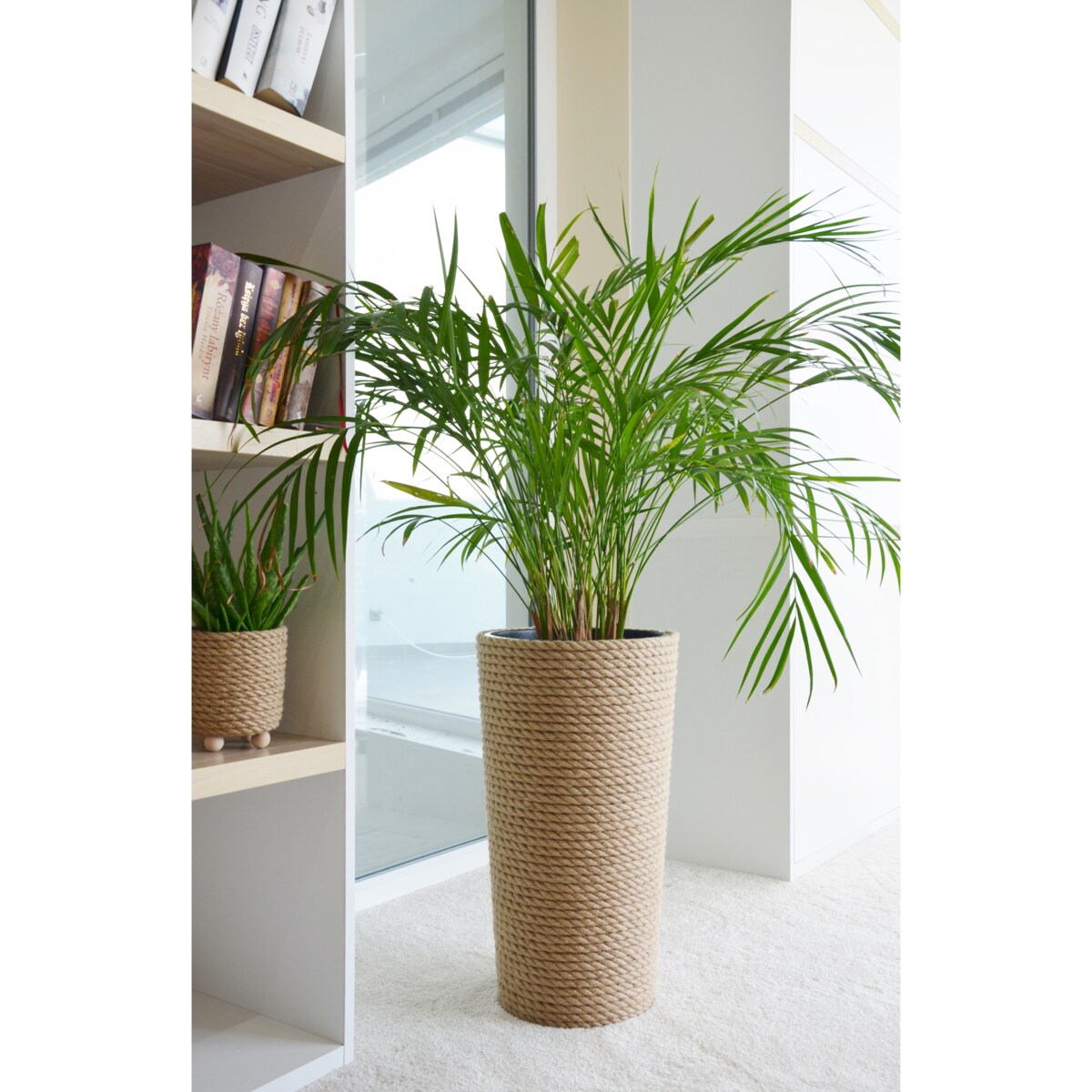 41 BOHO jutowa wysoka osłonka + wkład doniczka koszyk naturalny gruby sznurek LINA z trawy plecionej JUTA styl skandynawski etno loft wzór 41/210