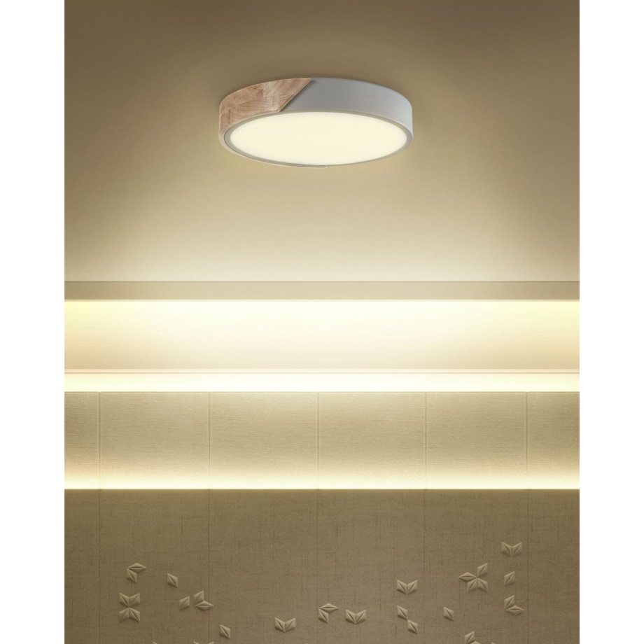 Lampa sufitowa LED metalowa szara z jasnym drewnem PATTANI