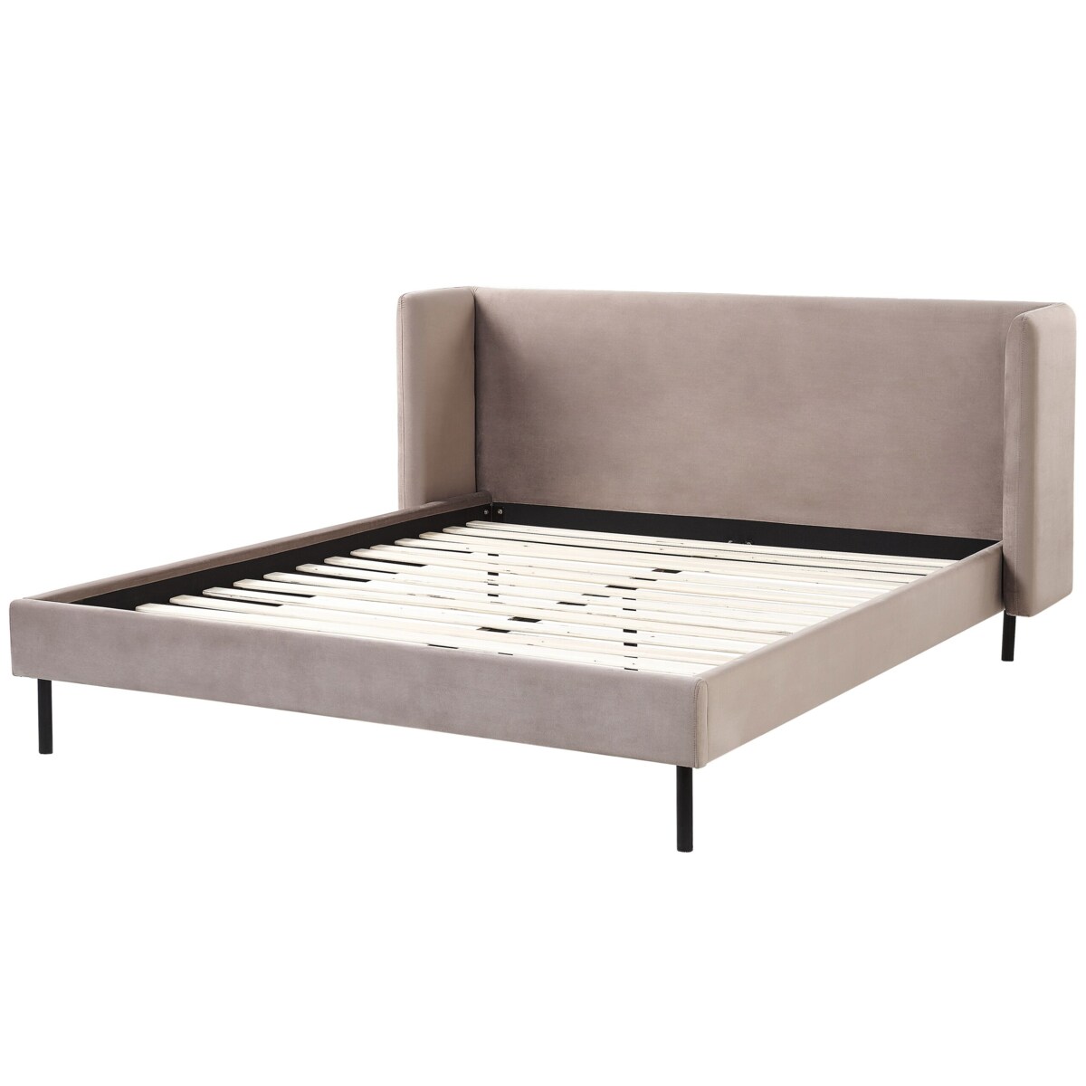 Łóżko welurowe 160 x 200 cm beżowoszare ARETTE