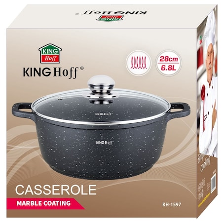 Garnek z powłoką marmurową 6.5L 28cm indukcja gaz KINGHOFF