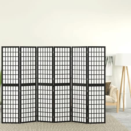 vidaXL Składany parawan 6-panelowy, styl japoński, 240x170 cm, czarny