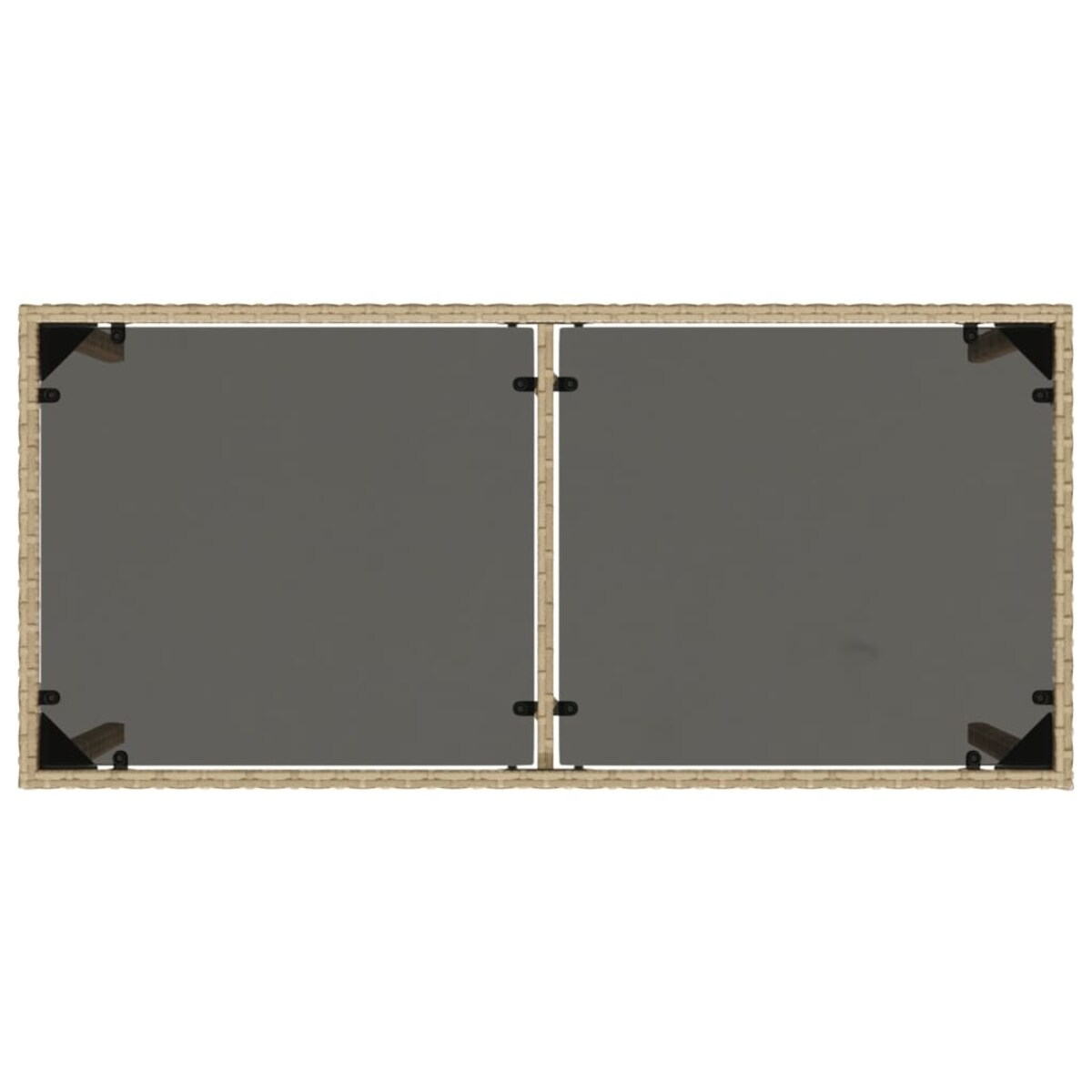 vidaXL Stół ogrodowy ze szklanym blatem, beż, 115x54x74 cm, rattan PE