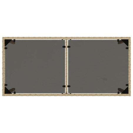 vidaXL Stół ogrodowy ze szklanym blatem, beż, 115x54x74 cm, rattan PE
