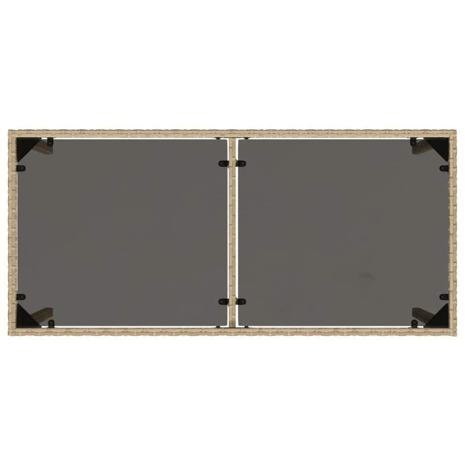 vidaXL Stół ogrodowy ze szklanym blatem, beż, 115x54x74 cm, rattan PE