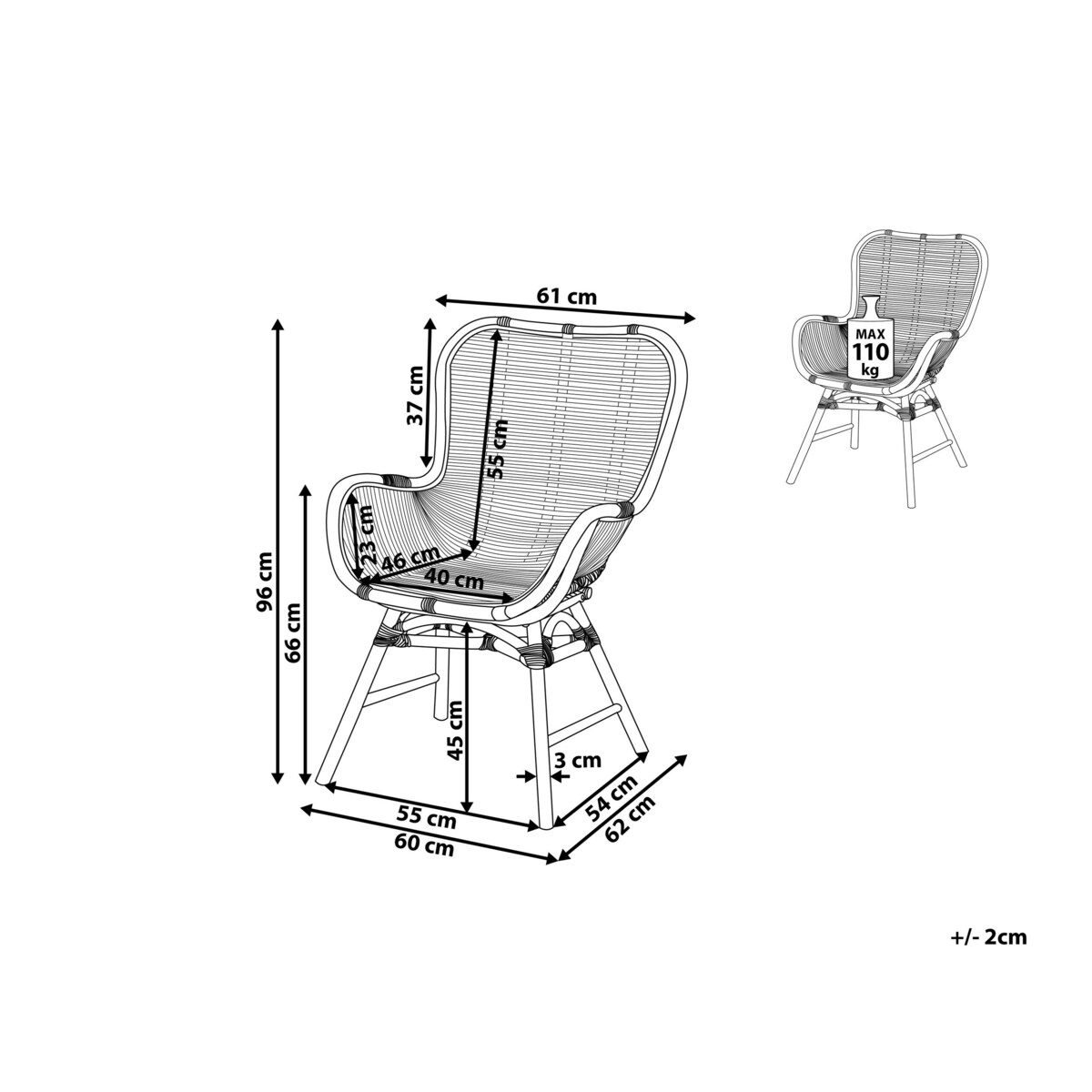 Krzesło rattanowe naturalne TOGO