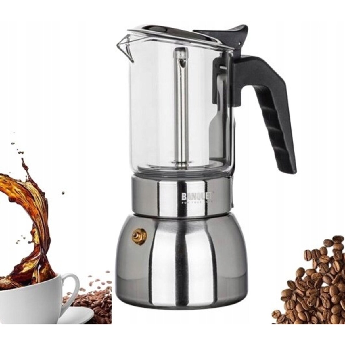 KAWIARKA ZAPARZACZ do KAWY 4 ESPRESSO PREMIUM na prezent szklana nowoczesna