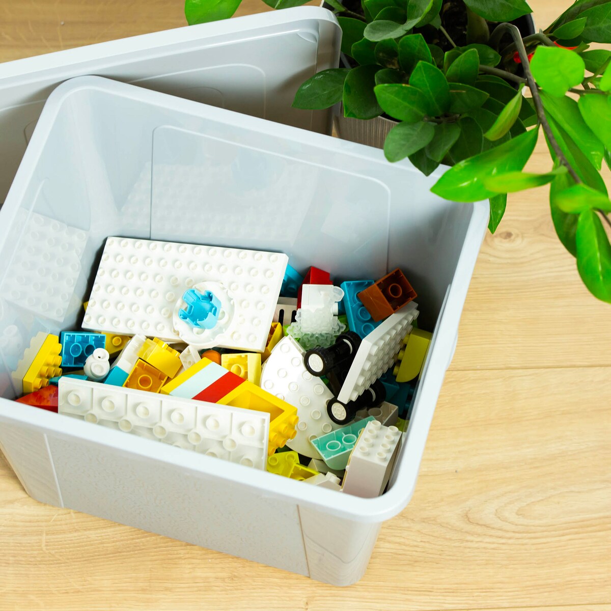 Pojemnik Plastikowy Z Pokrywą Duży Zamykany Pudełko Box Szary 30L