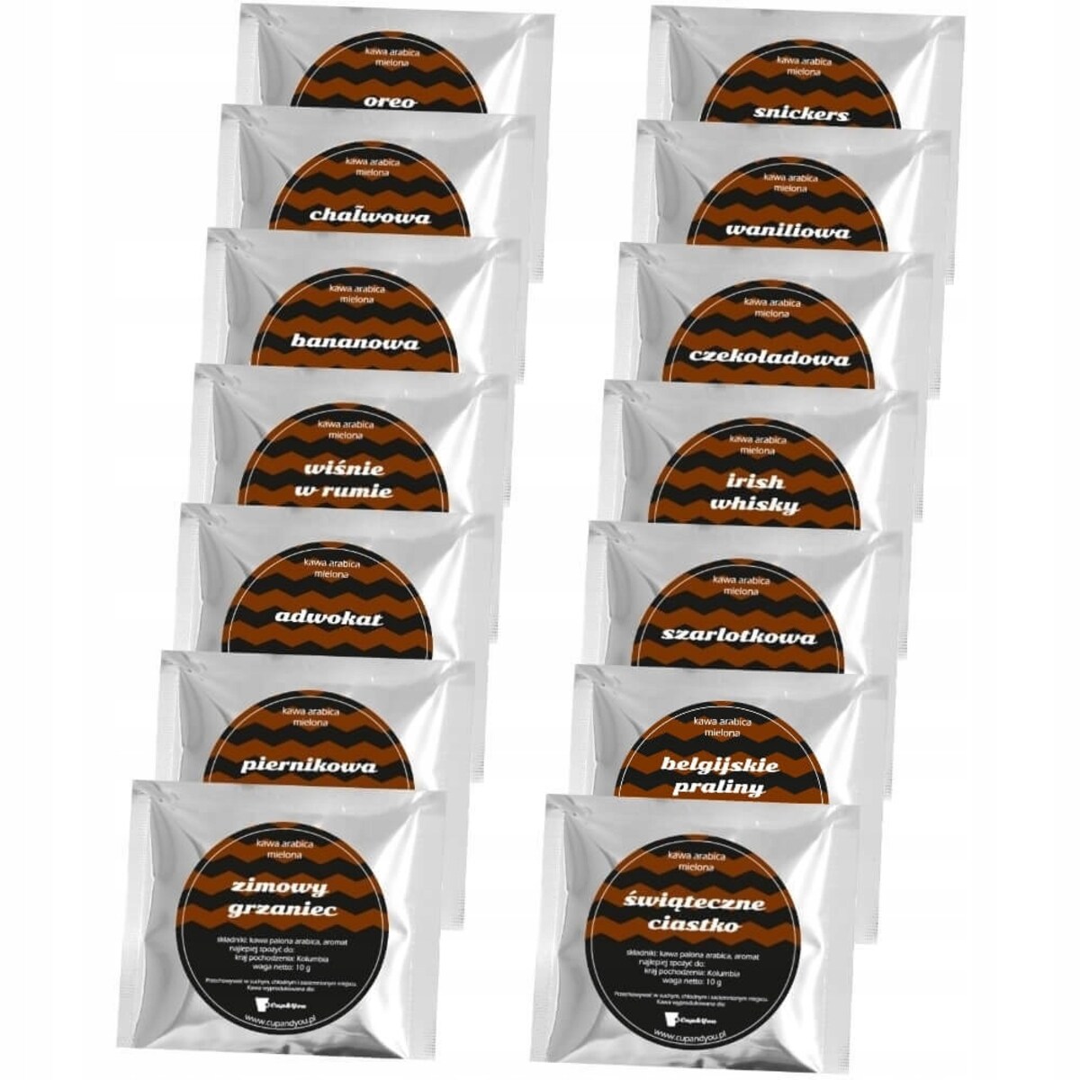 ŚWIĄTECZNY CRACKER COFFEE MOOD Z KAWĄ SMAKOWĄ PREMIUM 10 SMAKÓW W SASZETKACH + POCZTÓWKA - PREZENT UPOMINEK NA MIKOŁAJA ŚWIĘTA GWIAZDKĘ BOŻE NARODZENIE POD CHOINKĘ DLA KOBIETY FACETA