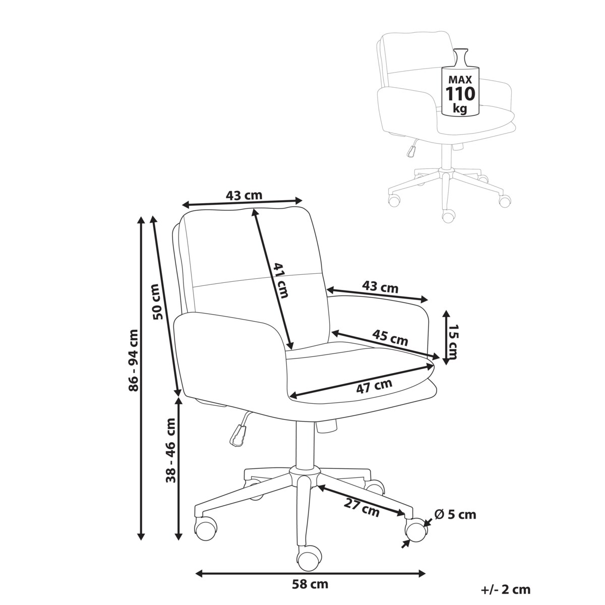 Krzesło biurowe CONSTANTIA Jasnoszary