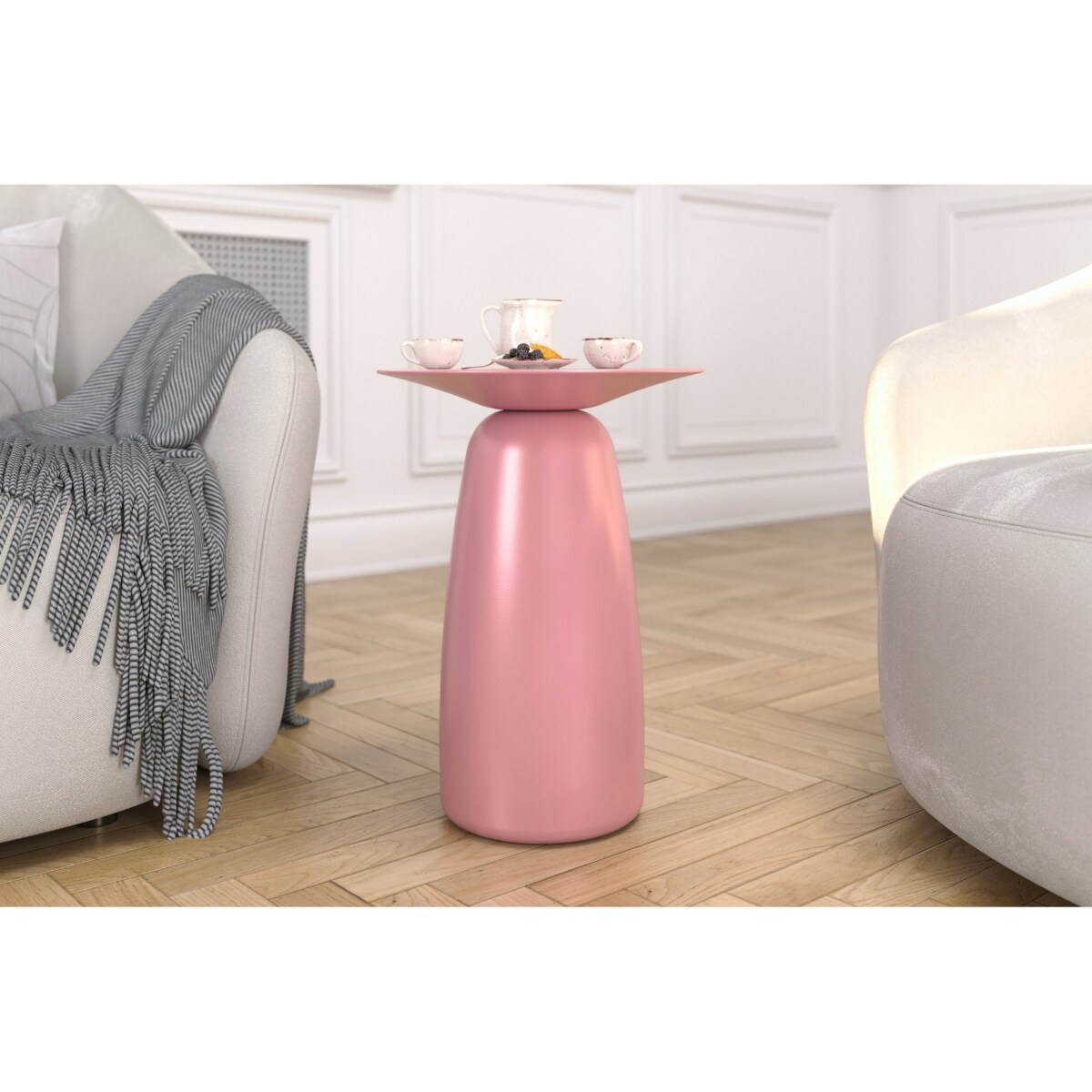 Stolik drewniany różne kolory Baobab 44, kolor pudrowy róż