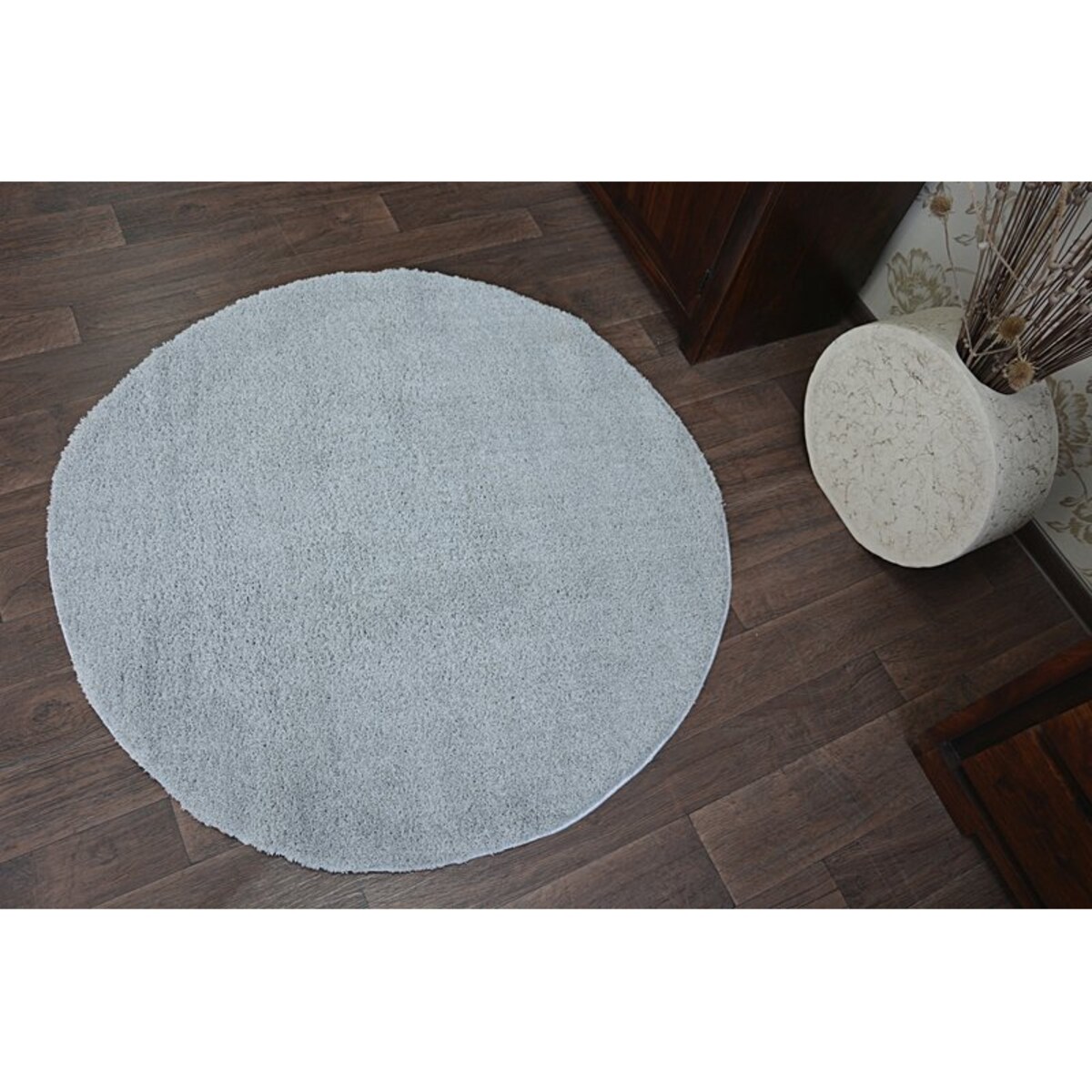 Dywan koło SHAGGY MICRO srebrny koło 120 cm