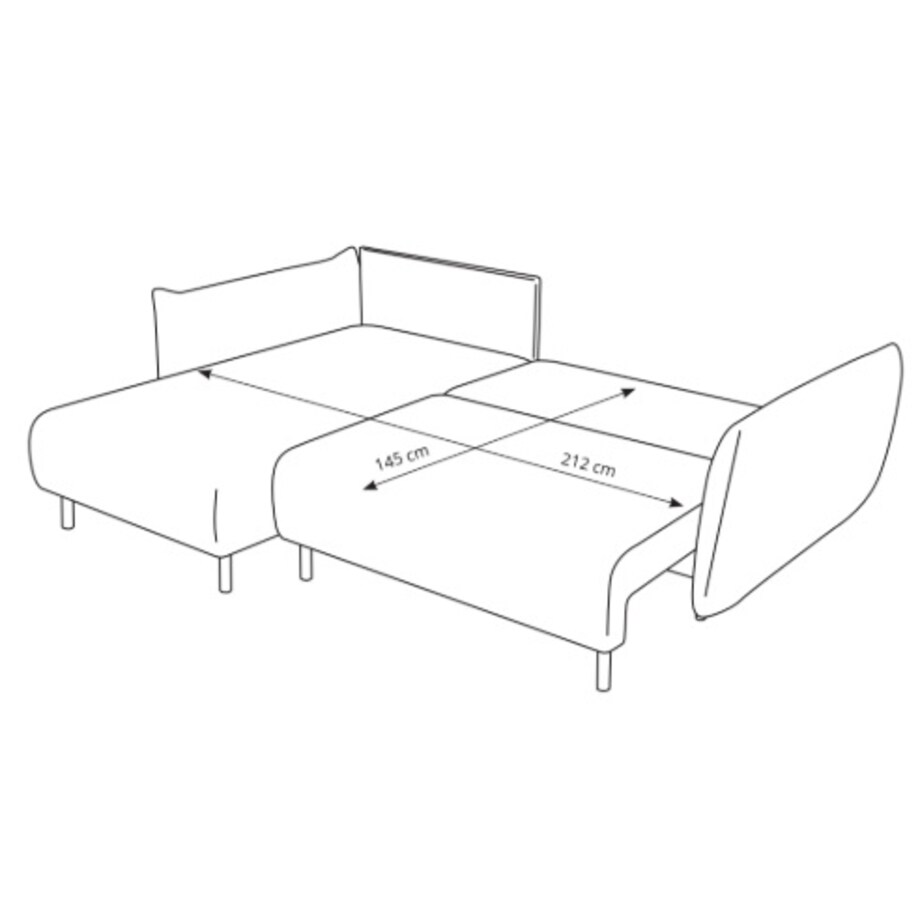 Narożnik DELI z funkcją spania na nóżkach, lewostronny, srebrny