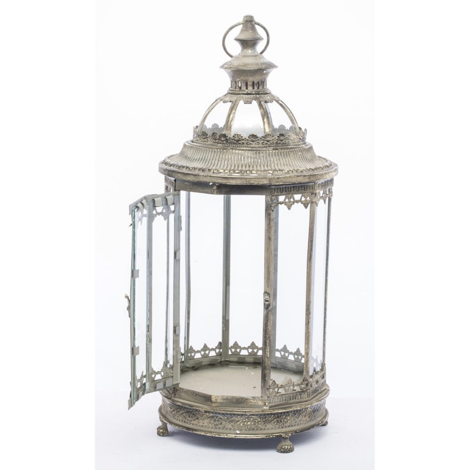 Komplet 2 lampionów metalowych beżowych BISETTE 80x28x28 i 58x22x22 cm