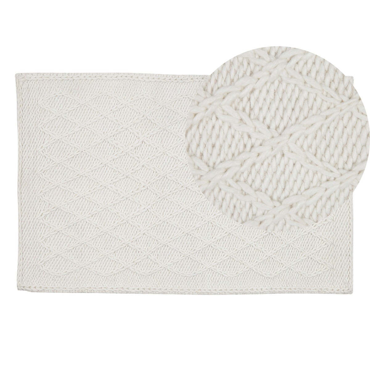 Dywan wełniany 60 x 90 cm złamana biel ERZIN