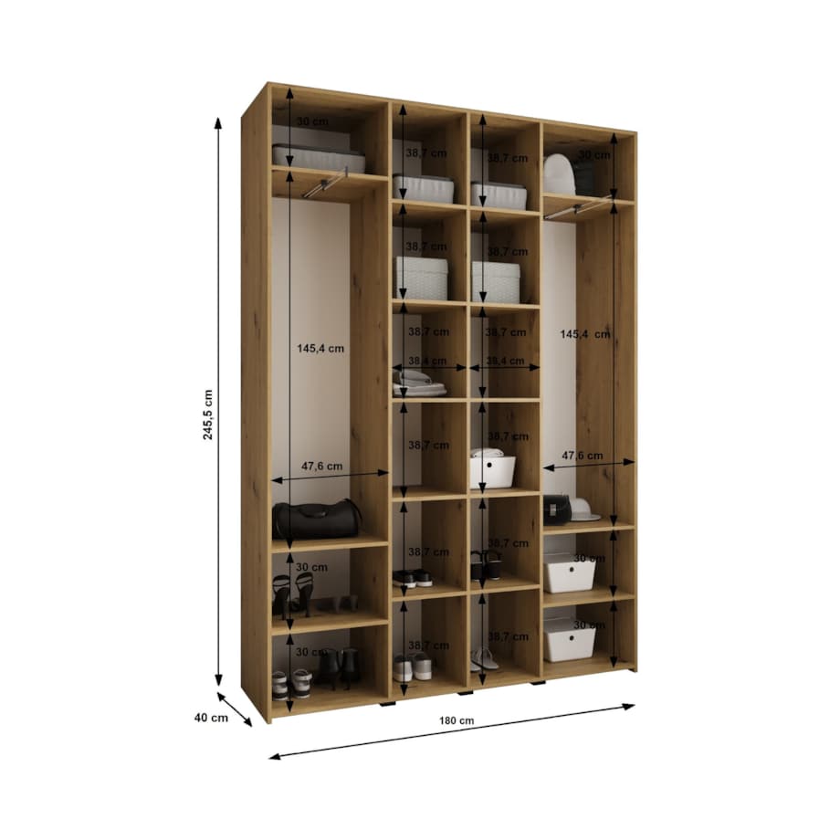 Szafa czterodrzwiowa Como 1 180 gł.40 kaszmir+złoty
