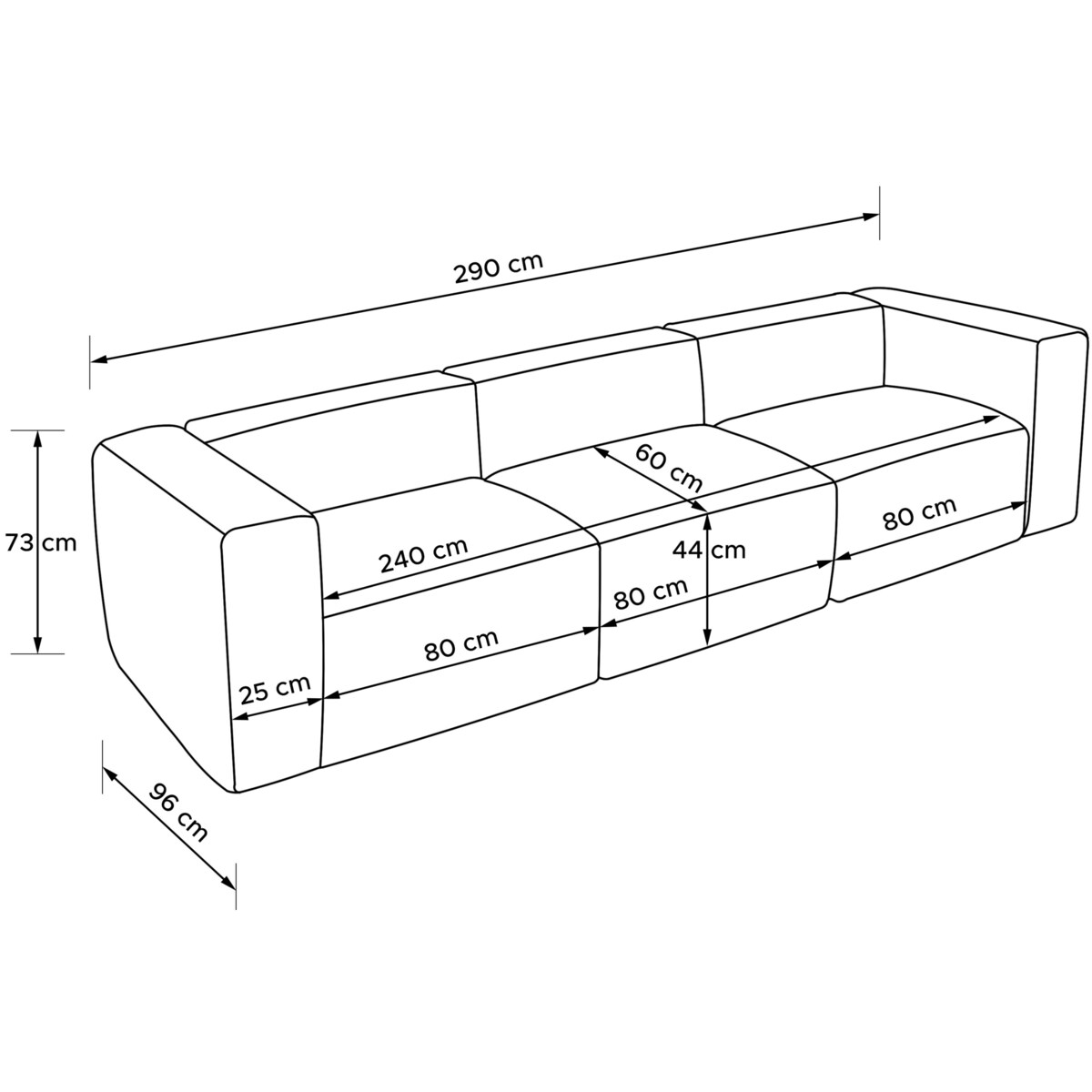 KONSIMO BUFFO 3-osobowa sofa z wyjątkowo miękkim i wygodnym siedziskiem, kolor ecru