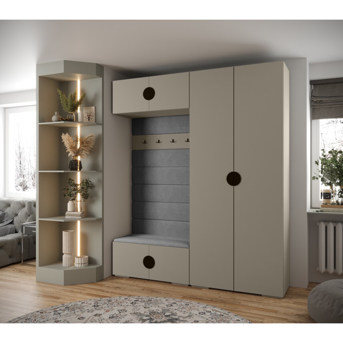 Garderoba do przedpokoju INOVA 4 Z18 kaszmir+czarny+manila16