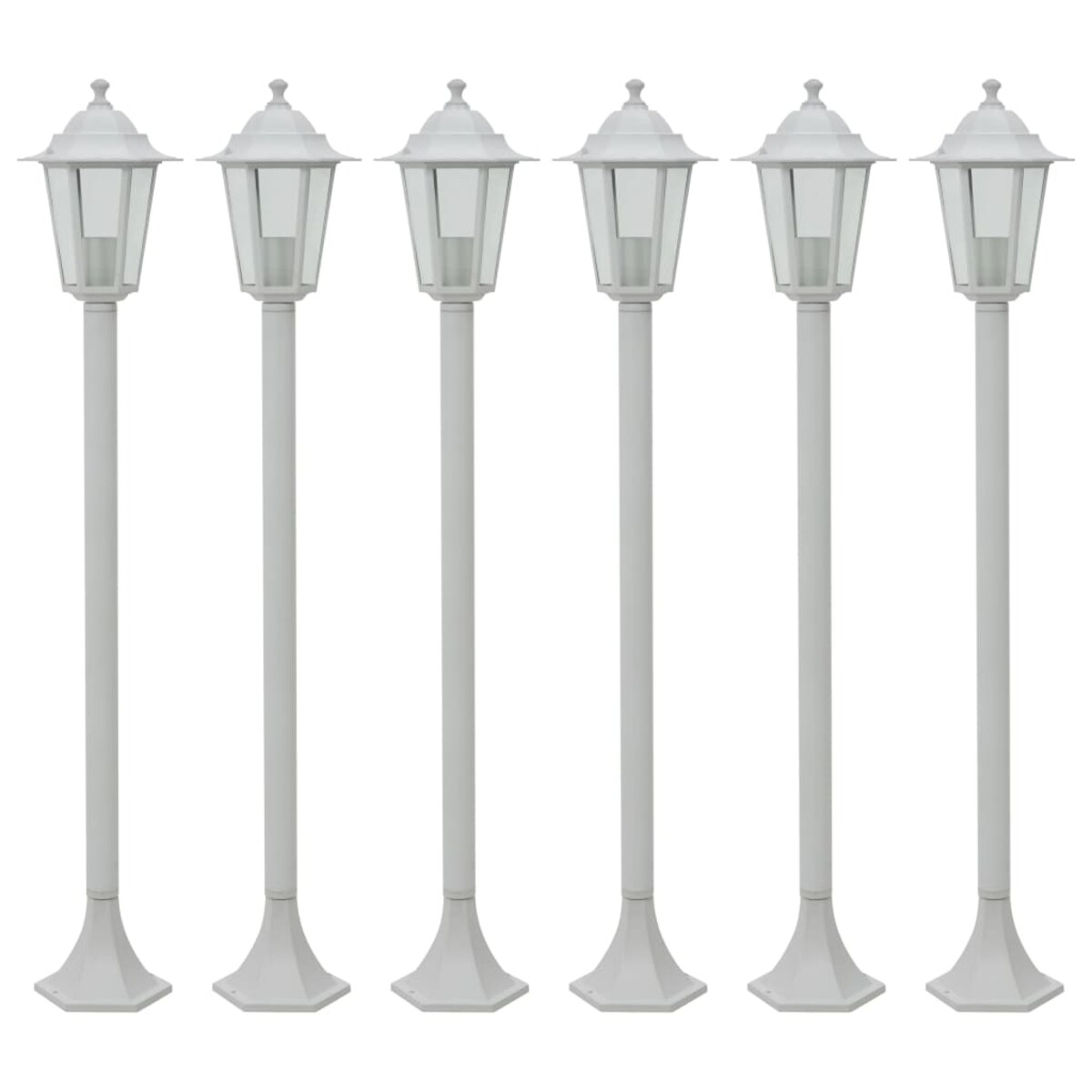 vidaXL Lampy ogrodowe, 110 cm, E27, aluminium, 6 szt., białe