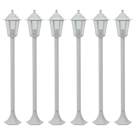 vidaXL Lampy ogrodowe, 110 cm, E27, aluminium, 6 szt., białe