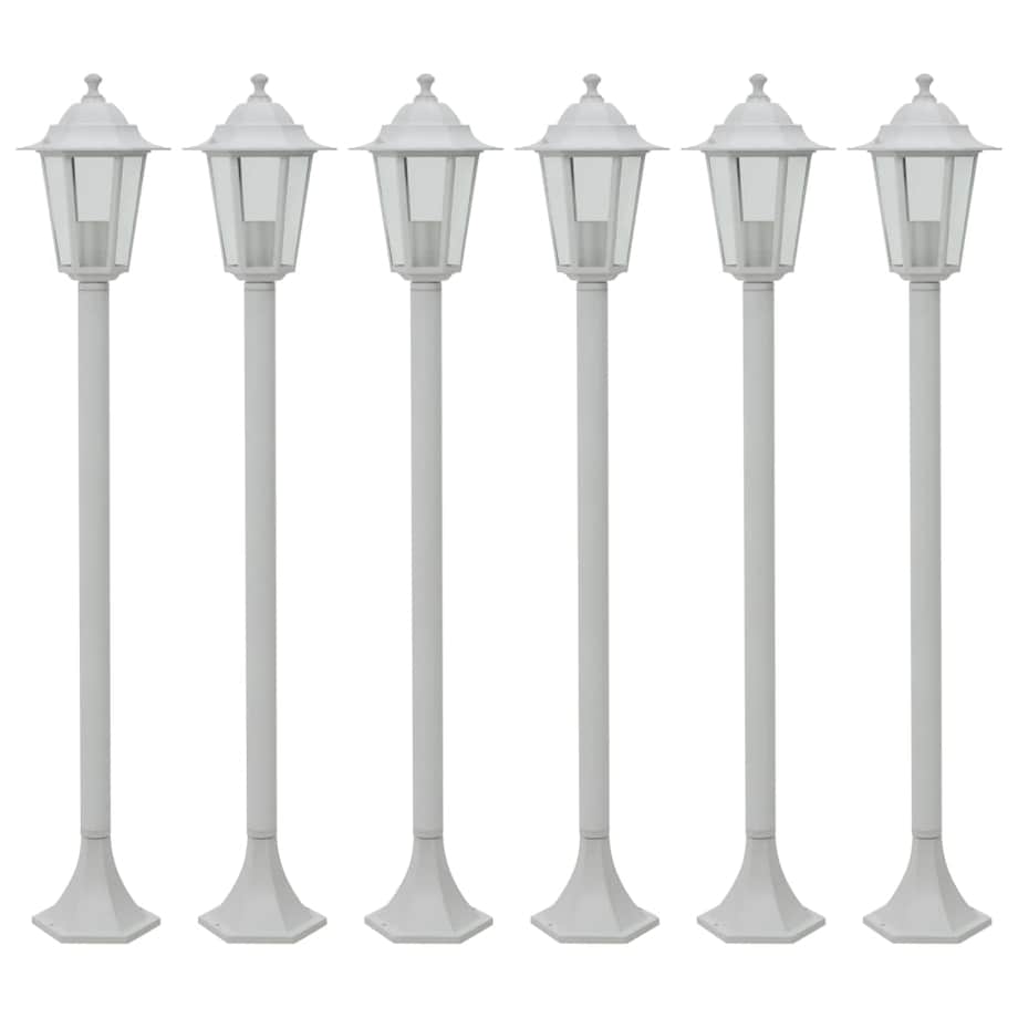vidaXL Lampy ogrodowe, 110 cm, E27, aluminium, 6 szt., białe