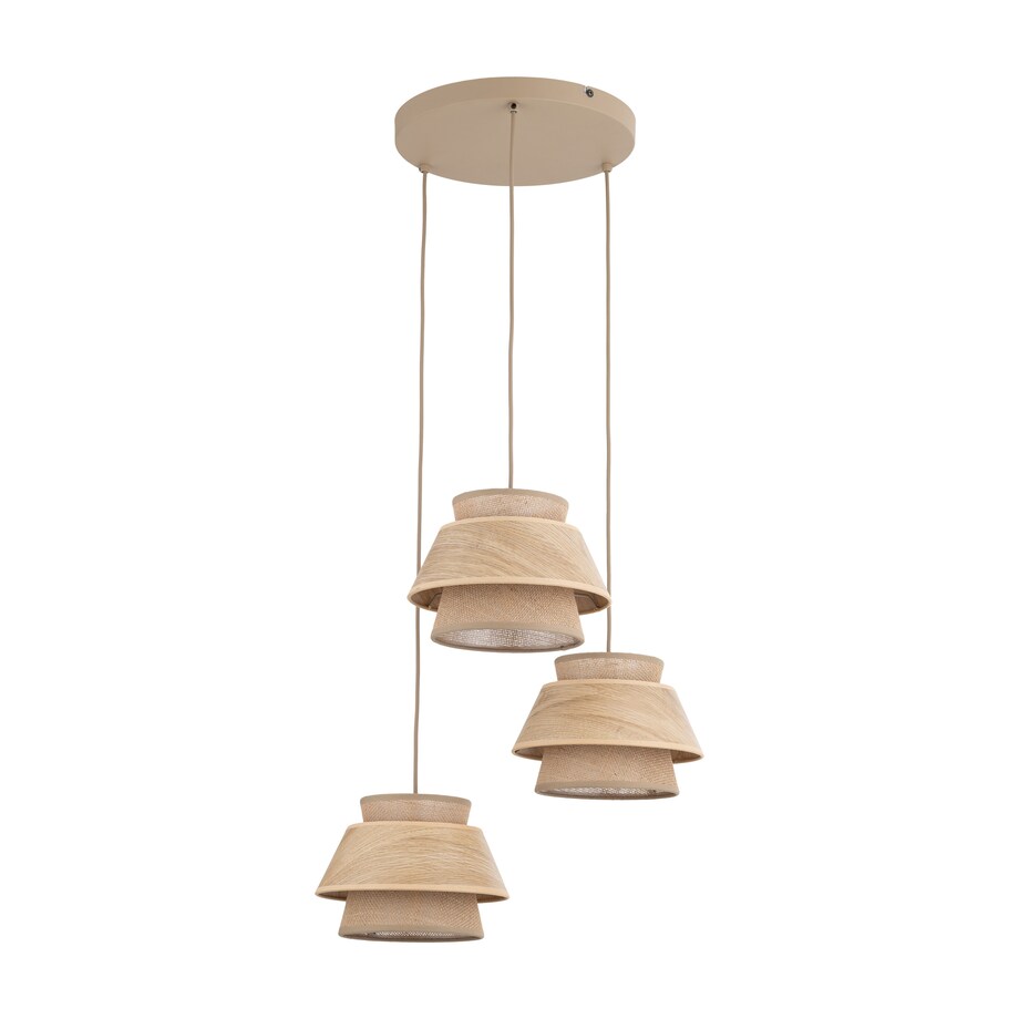 Lampa Wisząca Na Kole Tk Lighting Kalum Len Fornir 3Xe27 Skandynawski, Boho, Japandi