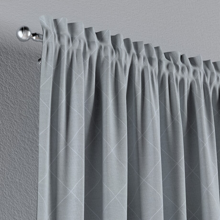 Zasłona na kanale z grzywką 1 szt. 130x245 szaro-srebrne romby