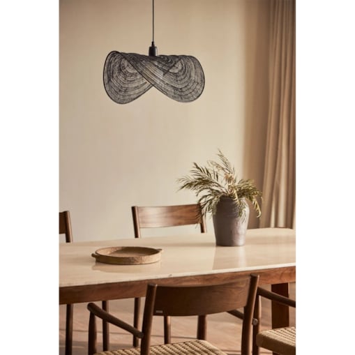 Lampa wisząca z drucianej siatki Garaine 58 cm, czarna