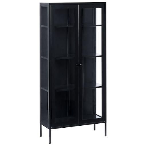 Witryna ze szklaną gablotą HARTY Metal 80 cm Czarny