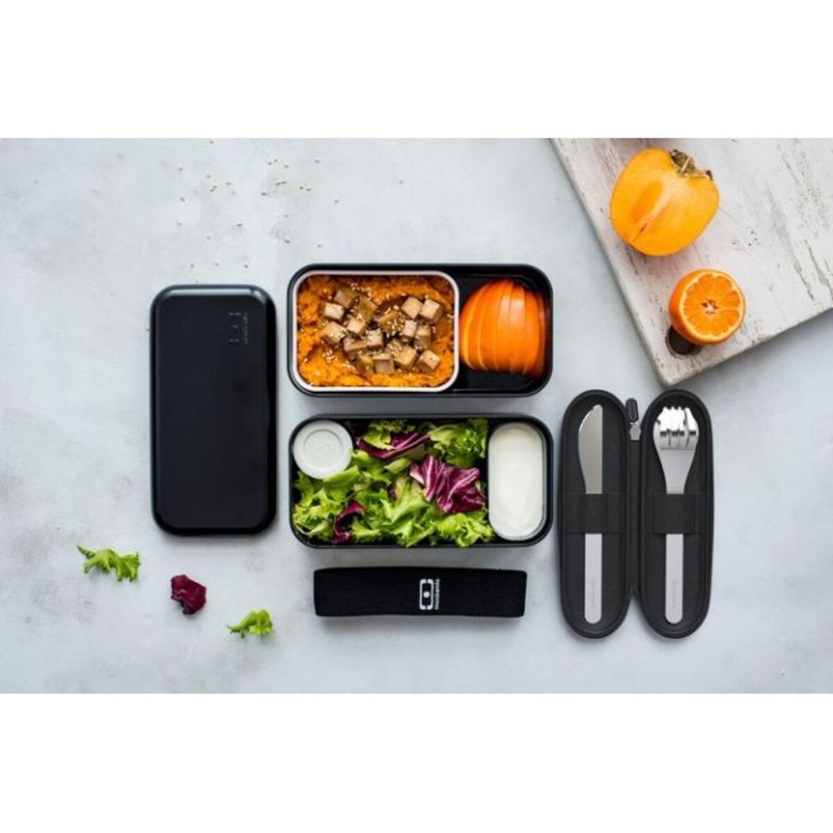 Zestaw sztućców podróżnych w etui (czarnym) Slim Nest Monbento