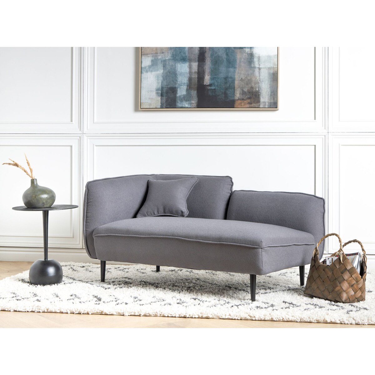 Szezlong boucle lewostronny ciemnoszary CHEVANNES