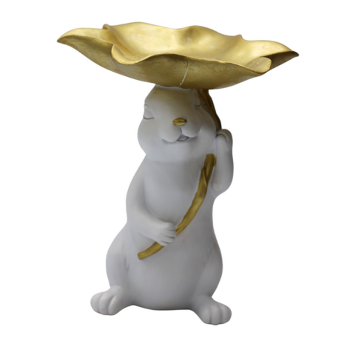 Dekoracja - króliczek z tacą w kształcie liścia 21x18x16,5 cm ALBIN-3