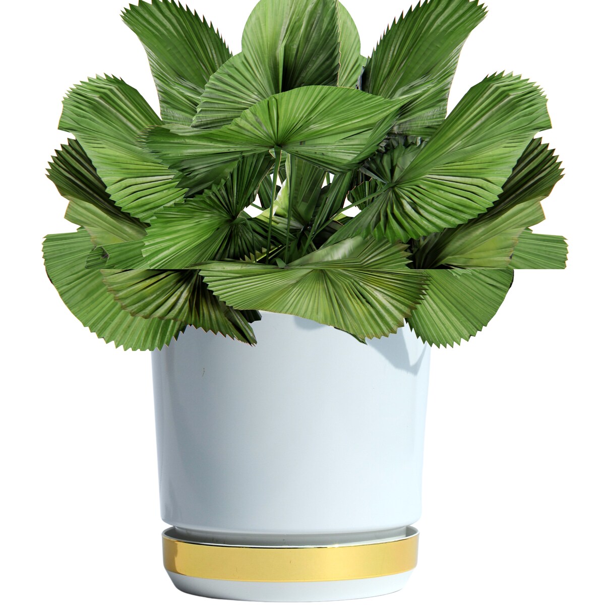 32 Doniczka DUO BIAŁA z podstawką ZŁOTO B. dwukolorowa nowoczesna z połyskiem drenażem elegancka dużą donica szeroka