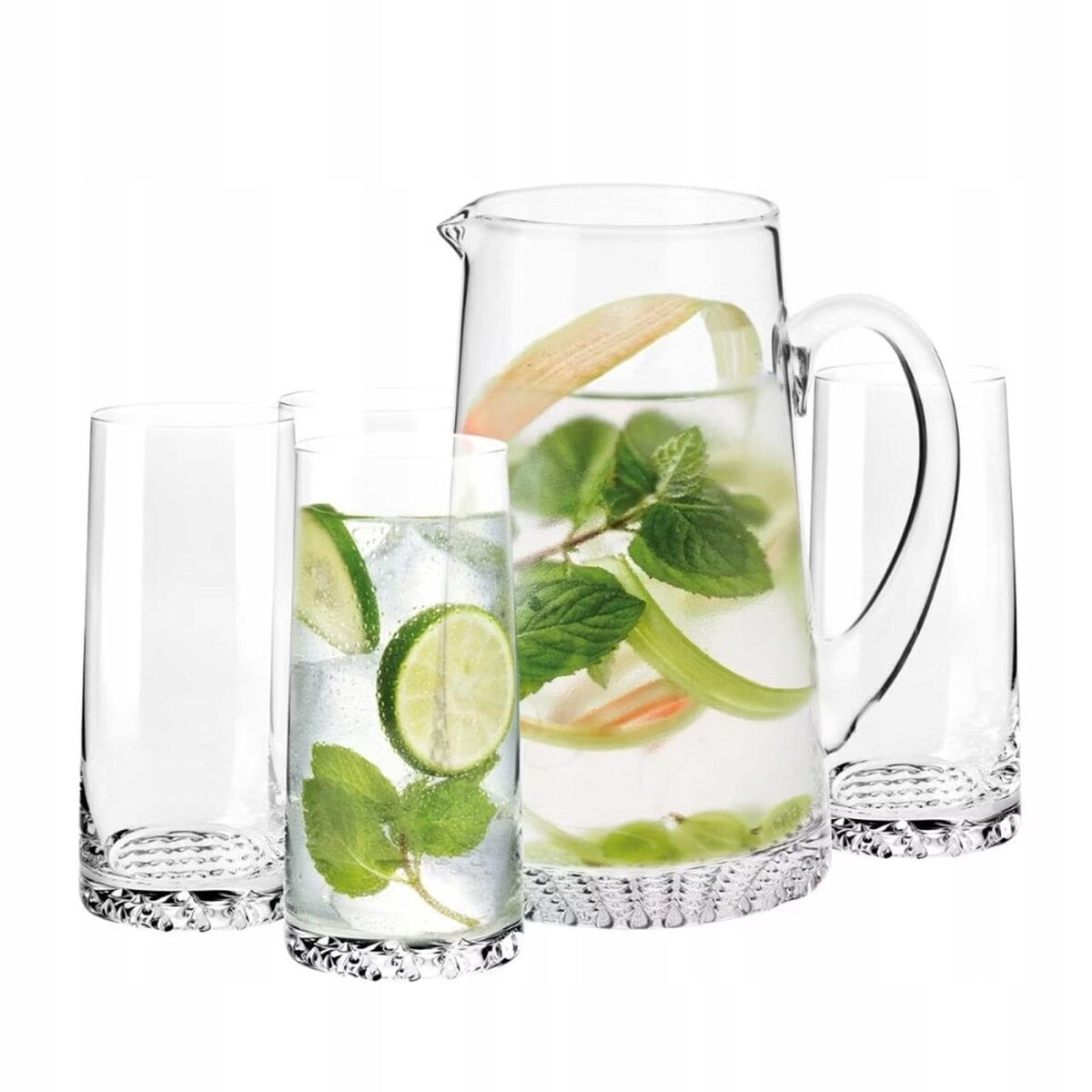 Komplet do Wody Soku z Tłoczonym Dnem Fjord 4+1 Krosno Zestaw Szklany