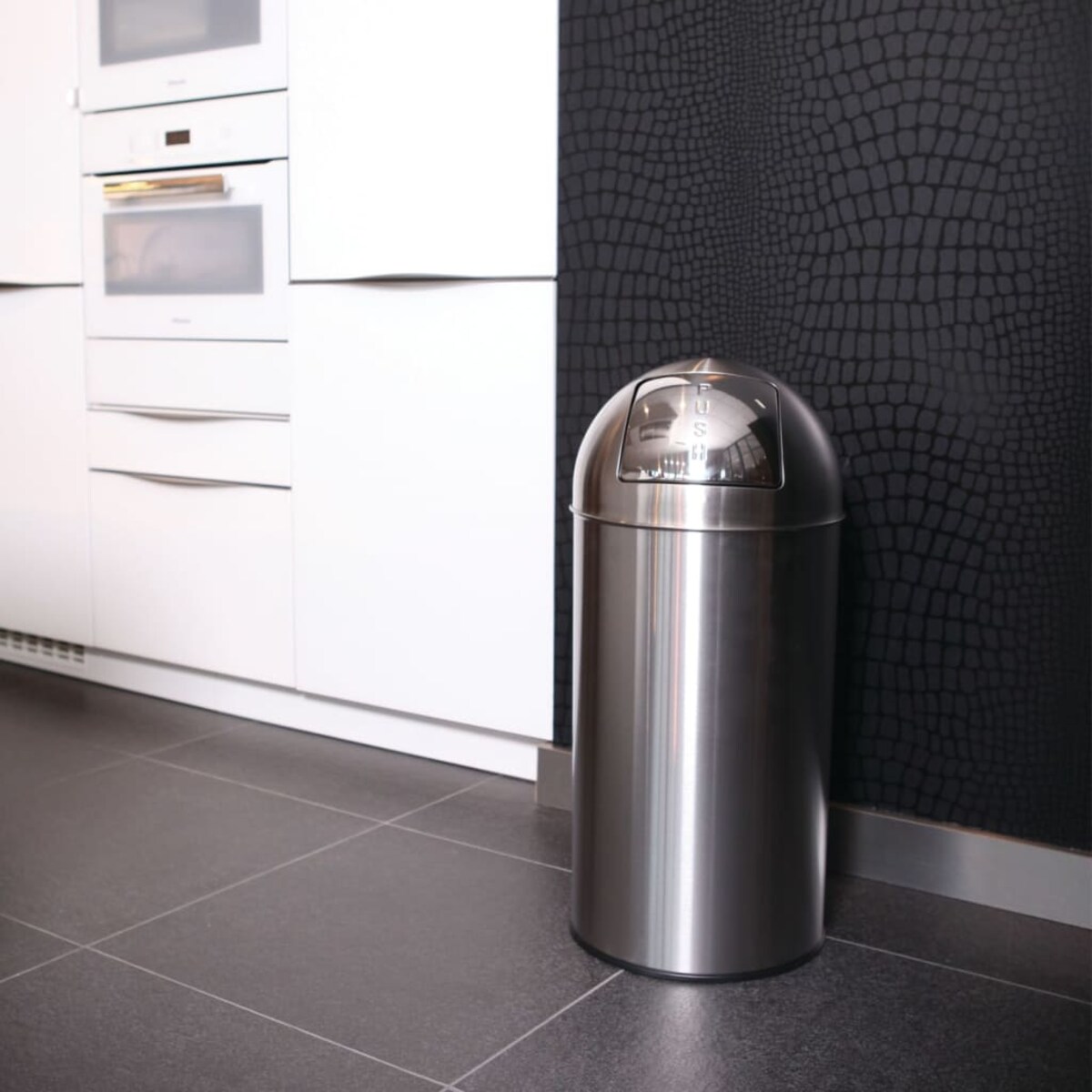 EKO Kosz na śmieci z przyciskaną pokrywą, 40 L, matowy srebrny