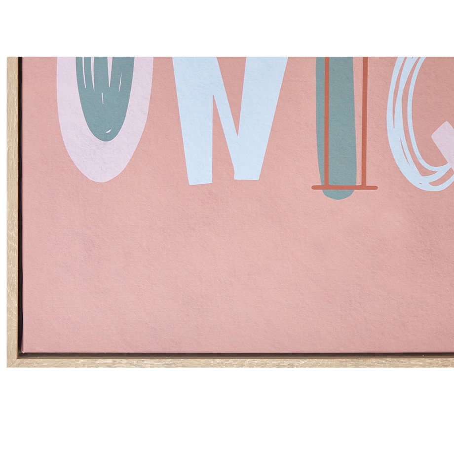 Obraz na płótnie w ramie napis 63 x 63 cm różowy TAURISANO
