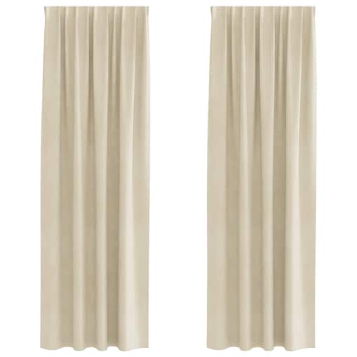 vidaXL Zasłony z zasłonami 2 pcs Kremowy 140 x 245 cm Aksamit