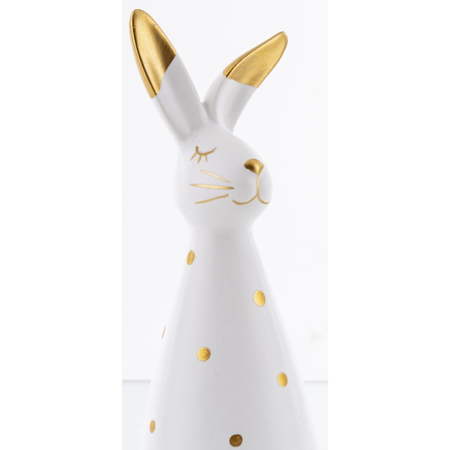 Dekoracja - królik dolomitowy w złote kropki 19x6,5x7 cm