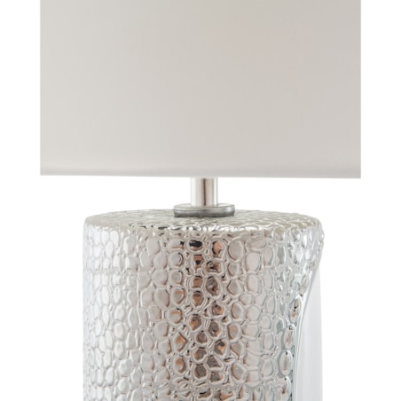 Lampka nocna porcelanowa biało-srebrna AIKEN