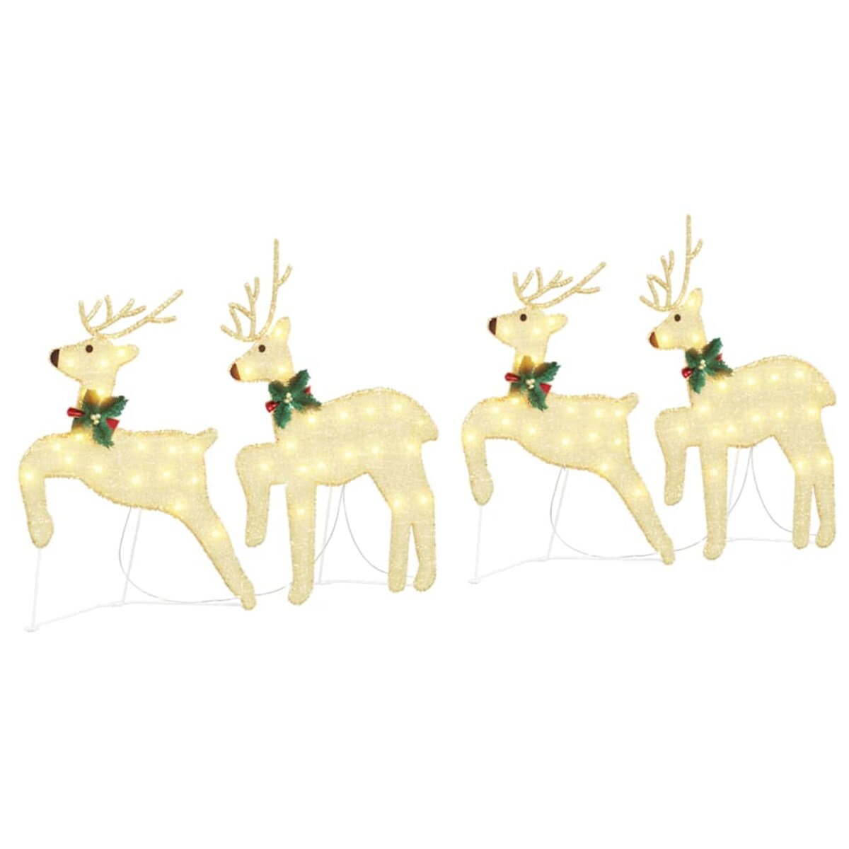 vidaXL LED Renifery 4 pcs złoty tkanina