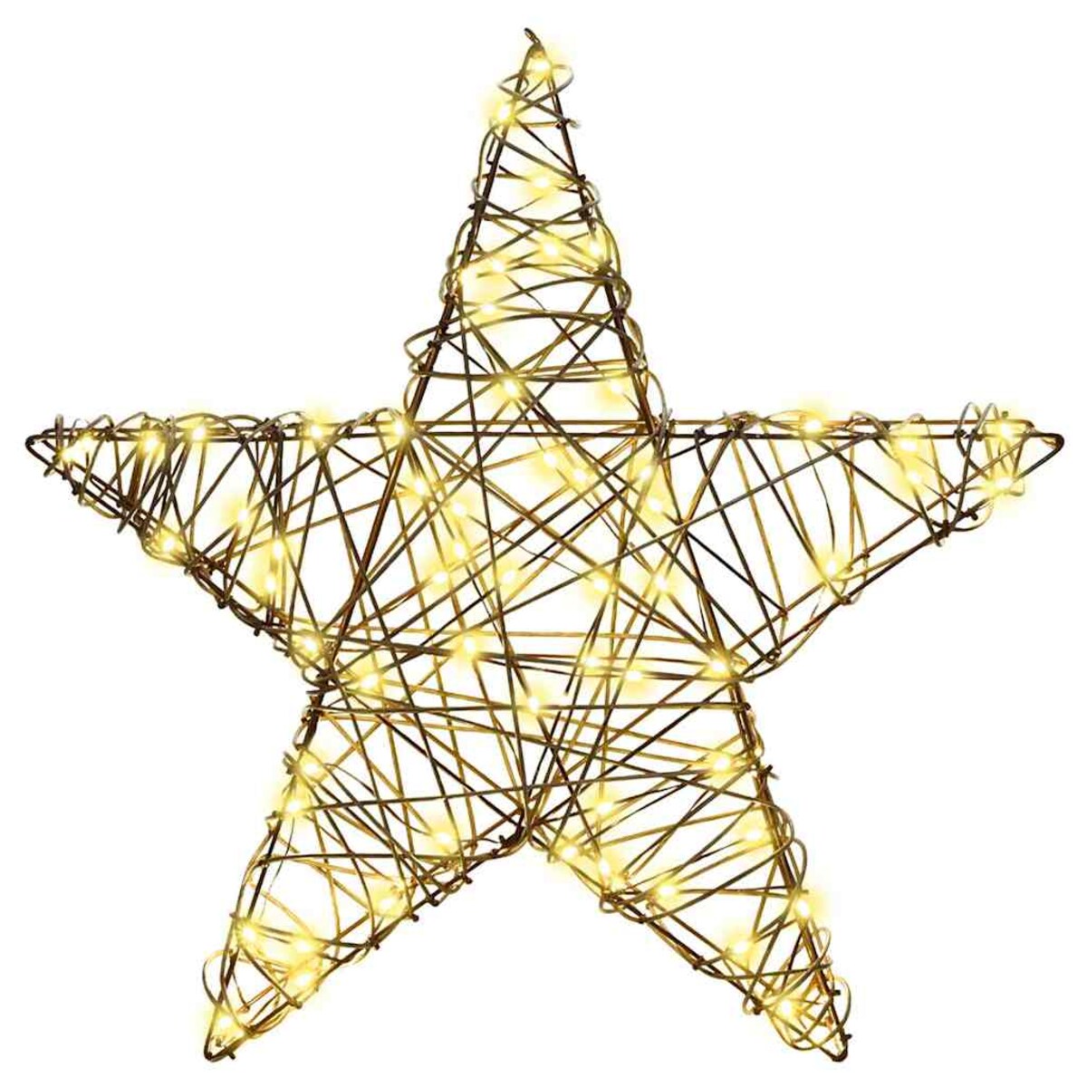 vidaXL 3D Gwiazda z 50 diodami LED Ciepła biel 55 x 52.5 x 9 cm rattan