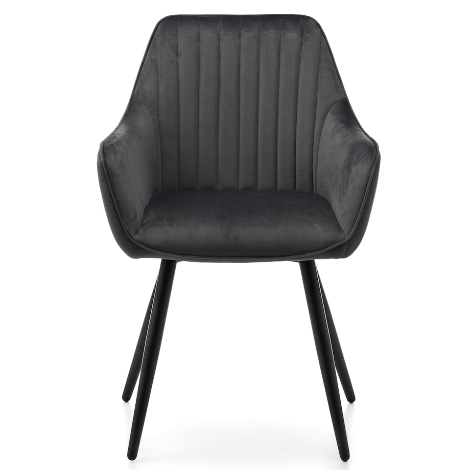 Krzesło tapicerowane pikowane welurowe do salonu jadalni nowoczesne PASSO szare