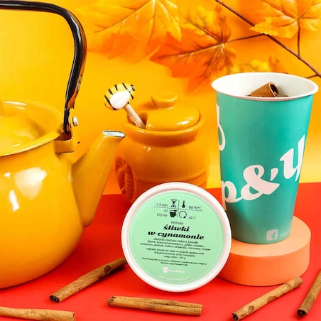 Herbata zielona ŚLIWKI W CYNAMONIE o śliwkowym smaku z cynamonowym akcentem - herbata liściasta sypana mieszanka napar susz - gotowa na prezent upominek