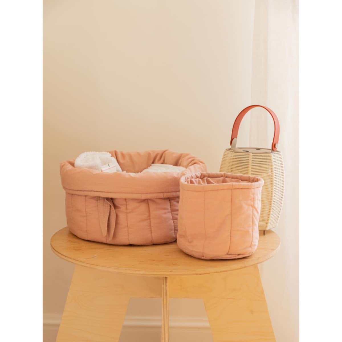 Zestaw dwóch pikowanych koszyków - Bambie Vintage Nude - Bamboo Lorena Canals