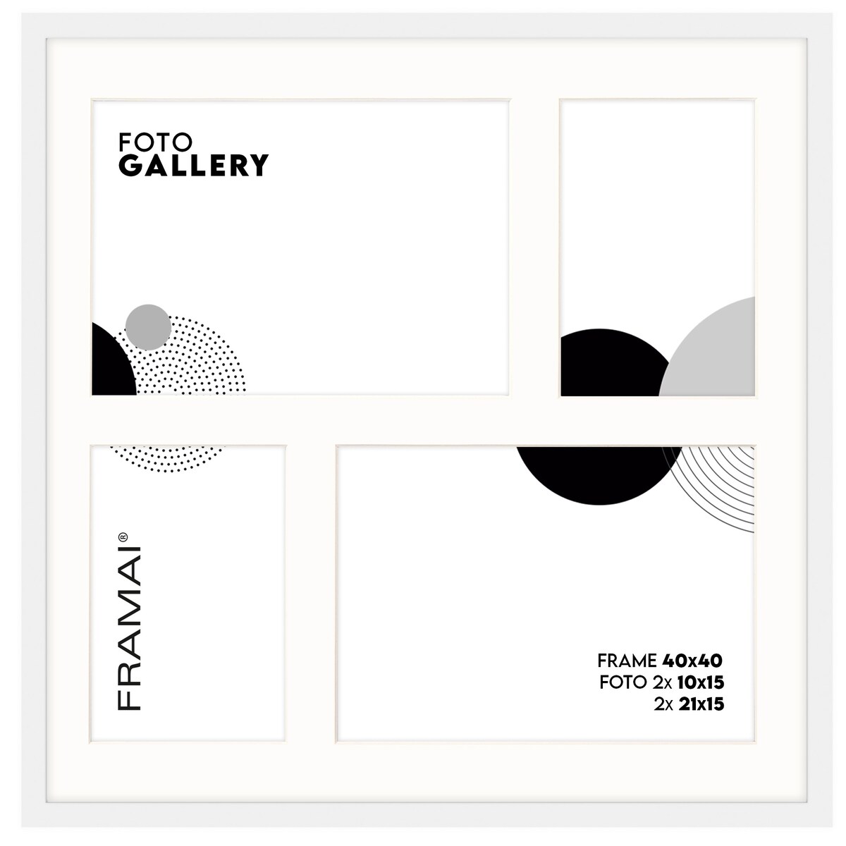 Ramka na 4 zdjęcia 2x 10x15 cm 2x 15x21 cm biała foto galeria 40x40 cm FRAMAI