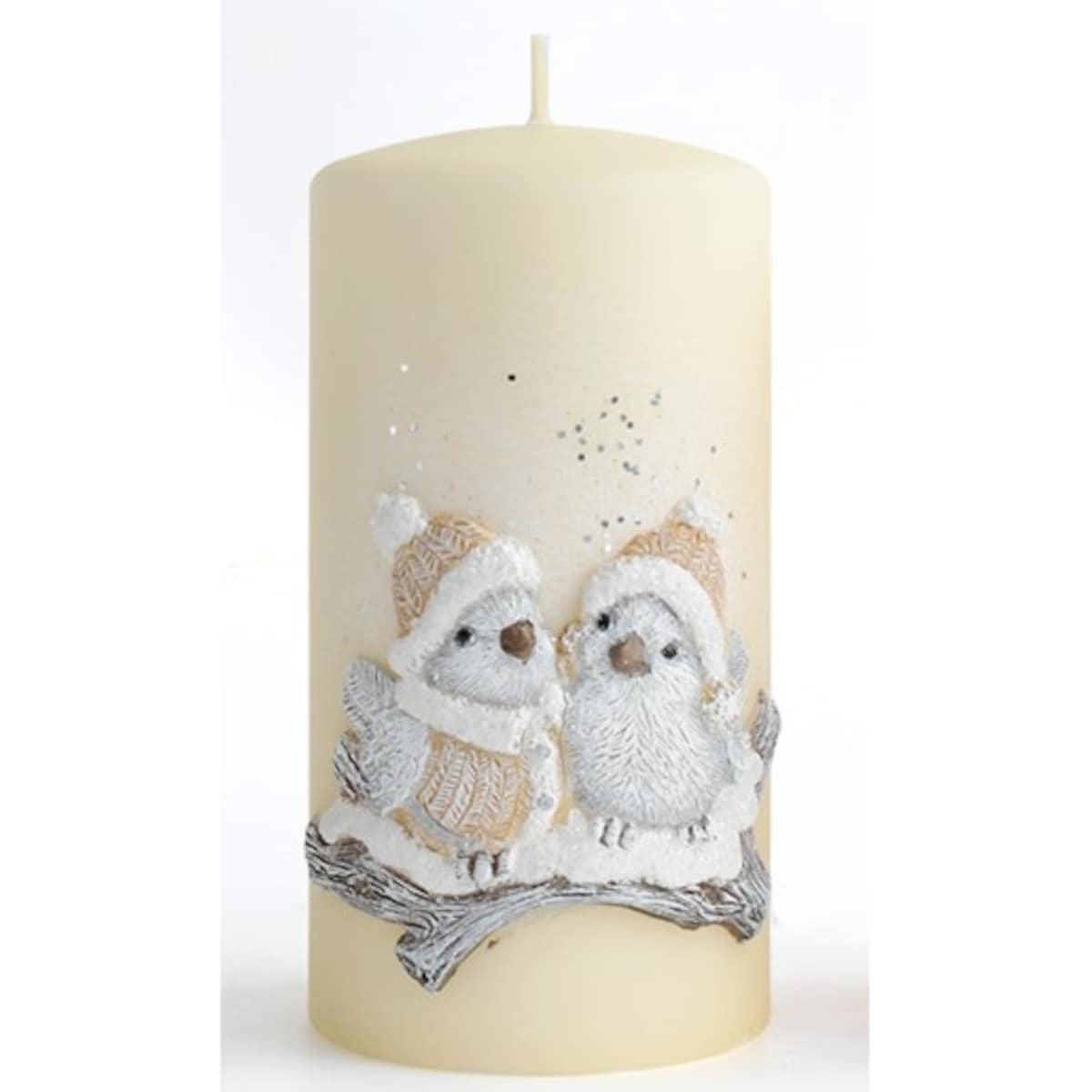 Świeca PTASZEK KAROLEK walec mały 7xh10cm parafinowa kremowa